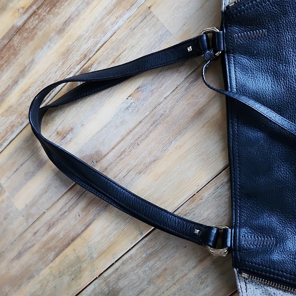 Stella & Dot Black Leather Purse Shoulder Bag Snakeskin Detail Sides - Picture 14 of 17